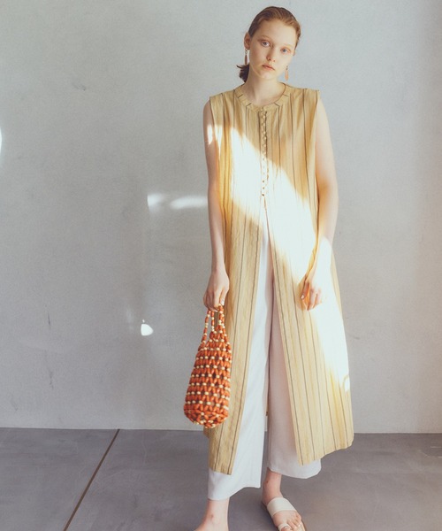 N.（N. Natural Beauty Basic）（エヌエヌナチュラルビューティーベーシック）の「◆ドビーストライプロングブラウス（シャツ/ブラウス・レディース・ブラック/オフホワイト/イエロー・MEDIUM）」の14枚目の写真