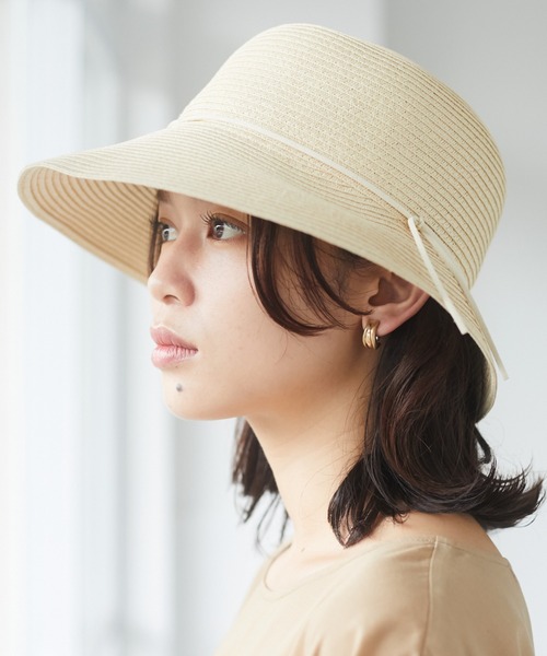 Green　Parks（グリーンパークス）の「・ペーパーハット＊（ハット・レディース・ブラック/ベージュ/ブラウン/キャメル・FREE）」の3枚目の写真