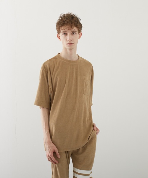 VIBGYOR(ヴィブジョー)の「【VIBGYOR BY AS】パイルボケ付き半袖クルー(BL)(Tシャツ/カットソー・メンズ・ブラック/イエロー系その他/ピンク/ネイビー/アイボリー/ベージュ・MEDIUM/LARGE)」の3枚目の写真