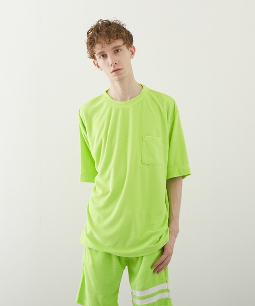 VIBGYOR(ヴィブジョー)の「【VIBGYOR BY AS】パイルボケ付き半袖クルー(BL)(Tシャツ/カットソー・メンズ・ブラック/イエロー系その他/ピンク/ネイビー/アイボリー/ベージュ・MEDIUM/LARGE)」の5枚目の写真