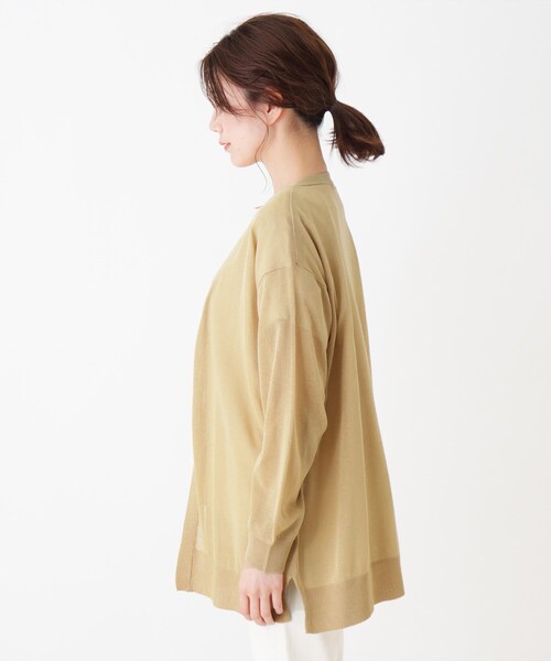 SHOO・LA・RUE（シューラルー）の「◆シアーニットカーディガン（カーディガン/ボレロ・レディース・ブラック/マスタード/ベージュ/オフホワイト・03/02/04）」の6枚目の写真