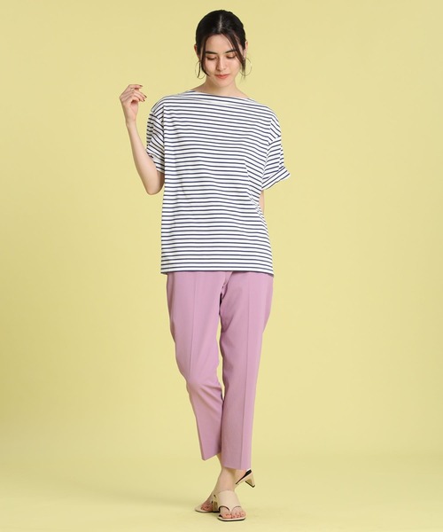 INED(イネド)の「ワイドシルエットボーダーカットソー(Tシャツ/カットソー・レディース・ブラック/レッド/ブルー・9号)」の5枚目の写真