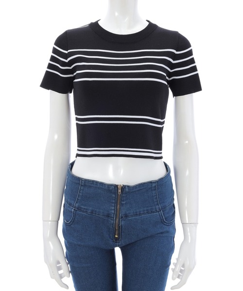 fifth（フィフス）の「マルチボーダークルーネックトップス（Tシャツ/カットソー・レディース・ホワイト/ブラック・MEDIUM）」の4枚目の写真