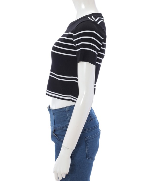 fifth（フィフス）の「マルチボーダークルーネックトップス（Tシャツ/カットソー・レディース・ホワイト/ブラック・MEDIUM）」の5枚目の写真