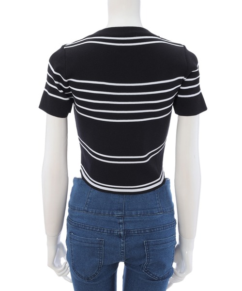 fifth（フィフス）の「マルチボーダークルーネックトップス（Tシャツ/カットソー・レディース・ホワイト/ブラック・MEDIUM）」の6枚目の写真