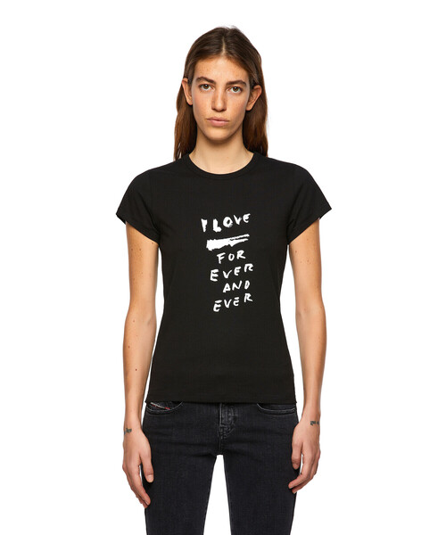 DIESEL（ディーゼル）の「レディース Tシャツ トップス カットソ－ ミニマムフィット（Tシャツ/カットソー・レディース・ホワイト/ブラック・X-SMALL/MEDIUM/SMALL/LARGE）」の2枚目の写真