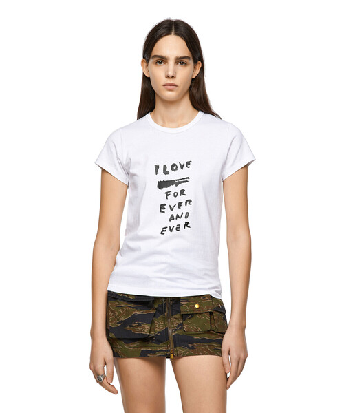 DIESEL（ディーゼル）の「レディース Tシャツ トップス カットソ－ ミニマムフィット（Tシャツ/カットソー・レディース・ホワイト/ブラック・X-SMALL/MEDIUM/SMALL/LARGE）」の18枚目の写真