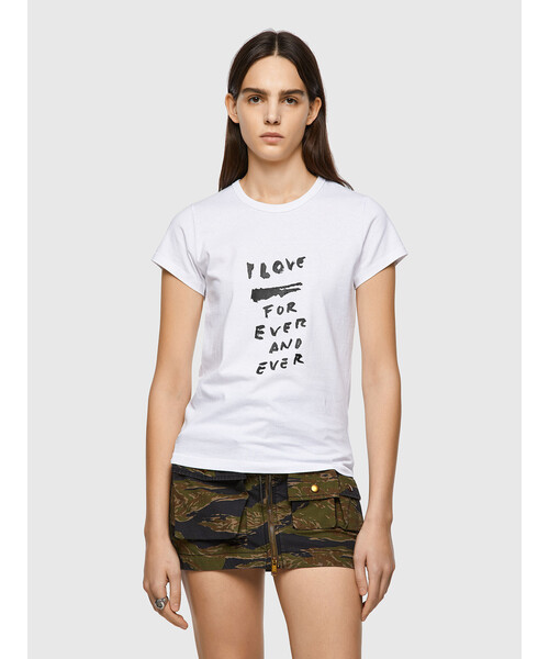 DIESEL（ディーゼル）の「レディース Tシャツ トップス カットソ－ ミニマムフィット（Tシャツ/カットソー・レディース・ホワイト/ブラック・X-SMALL/MEDIUM/SMALL/LARGE）」の13枚目の写真