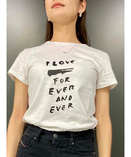 DIESEL（ディーゼル）の「レディース Tシャツ トップス カットソ－ ミニマムフィット（Tシャツ/カットソー・レディース・ホワイト/ブラック・X-SMALL/MEDIUM/SMALL/LARGE）」の14枚目の写真