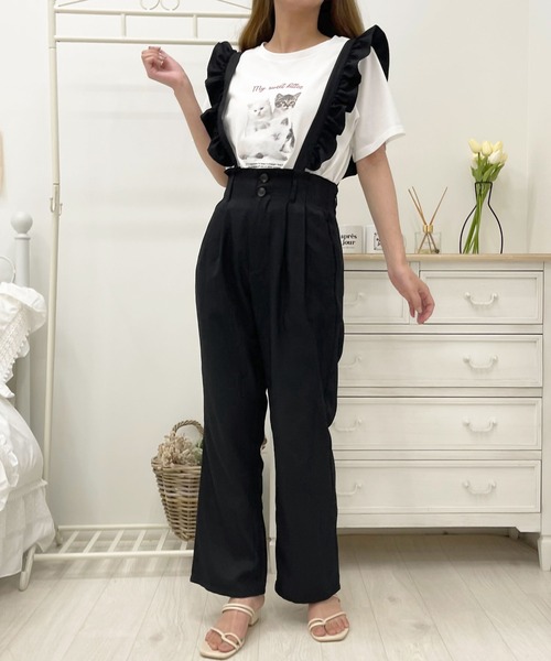 apres jour（アプレジュール）の「フリルサス付きパンツ【ZOZOTOWN限定アイテム】（サロペット/オーバーオール・レディース・モカ/アイボリー/ピンクベージュ/ブラック・MEDIUM/SMALL/X-LARGE）」の3枚目の写真