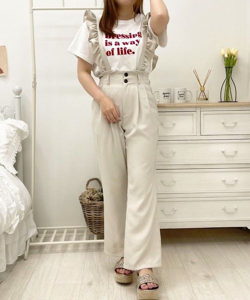 apres jour（アプレジュール）の「フリルサス付きパンツ【ZOZOTOWN限定アイテム】（サロペット/オーバーオール・レディース・モカ/アイボリー/ピンクベージュ/ブラック・MEDIUM/SMALL/X-LARGE）」の10枚目の写真