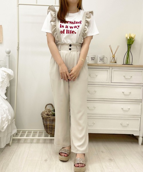 apres jour（アプレジュール）の「フリルサス付きパンツ【ZOZOTOWN限定アイテム】（サロペット/オーバーオール・レディース・モカ/アイボリー/ピンクベージュ/ブラック・MEDIUM/SMALL/X-LARGE）」の11枚目の写真