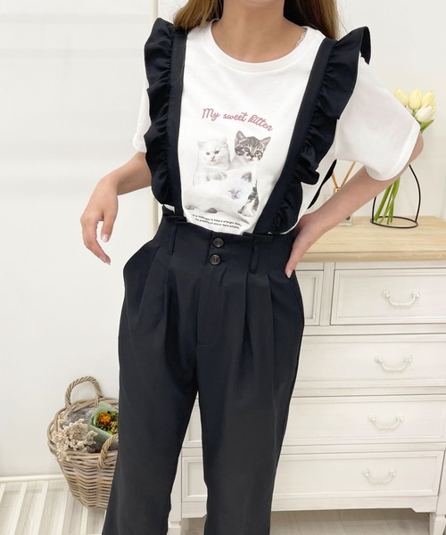 apres jour（アプレジュール）の「フリルサス付きパンツ【ZOZOTOWN限定アイテム】（サロペット/オーバーオール・レディース・モカ/アイボリー/ピンクベージュ/ブラック・MEDIUM/SMALL/X-LARGE）」の14枚目の写真