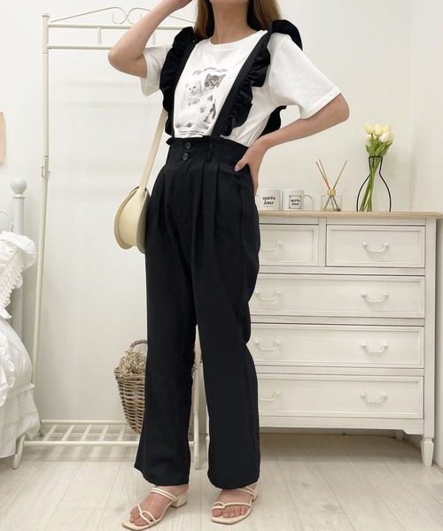 apres jour（アプレジュール）の「フリルサス付きパンツ【ZOZOTOWN限定アイテム】（サロペット/オーバーオール・レディース・モカ/アイボリー/ピンクベージュ/ブラック・MEDIUM/SMALL/X-LARGE）」の17枚目の写真