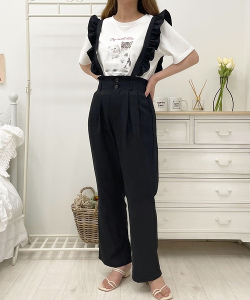 apres jour（アプレジュール）の「フリルサス付きパンツ【ZOZOTOWN限定アイテム】（サロペット/オーバーオール・レディース・モカ/アイボリー/ピンクベージュ/ブラック・MEDIUM/SMALL/X-LARGE）」の20枚目の写真