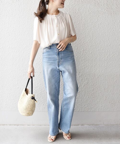 SHIPS（シップス）の「〈抗菌防臭〉2WAYカッセンタックショートスリーブブラウス（シャツ/ブラウス・レディース・ベージュ/ネイビー・ONE SIZE）」の16枚目の写真