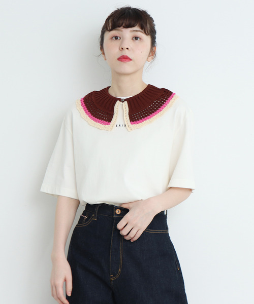 CHILD WOMAN(チャイルドウーマン)の「綿リリヤンかぎ針風 つけ衿(付け襟・レディース・ブラウン/ネイビー・FREE)」の5枚目の写真