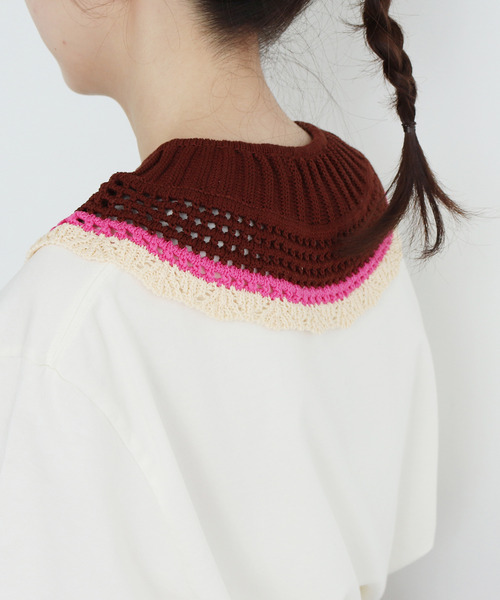 CHILD WOMAN(チャイルドウーマン)の「綿リリヤンかぎ針風 つけ衿(付け襟・レディース・ブラウン/ネイビー・FREE)」の4枚目の写真