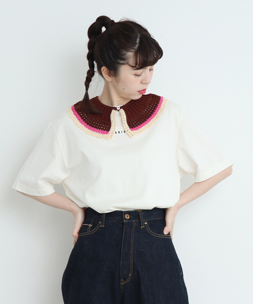 CHILD WOMAN(チャイルドウーマン)の「綿リリヤンかぎ針風 つけ衿(付け襟・レディース・ブラウン/ネイビー・FREE)」の6枚目の写真