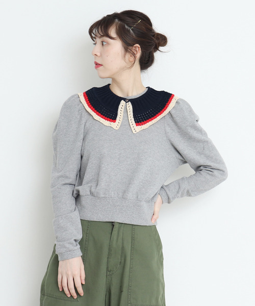 CHILD WOMAN(チャイルドウーマン)の「綿リリヤンかぎ針風 つけ衿(付け襟・レディース・ブラウン/ネイビー・FREE)」の15枚目の写真