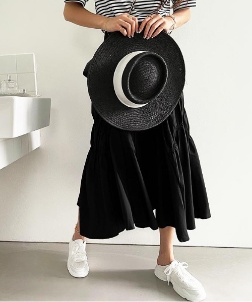 NANING9（ナンニング）の「NANING9 シャーリングデザインスカート（スカート・レディース・ブラック・FREE）」の7枚目の写真