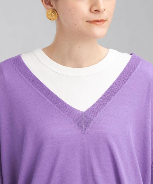 green label relaxing（グリーンレーベルリラクシング）の「DEEP Vネック スリット プルオーバー ニット（ニット/セーター・レディース・ナチュラル/モカ/パープル・FREE）」の9枚目の写真