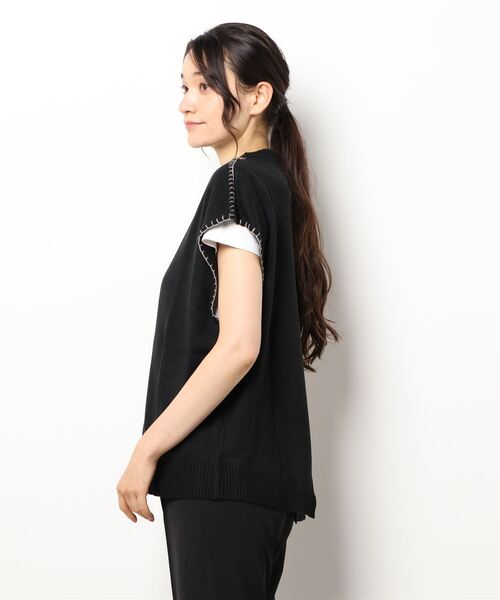 BELLUNA PLUS(ベルーナ)の「ハンドステッチ風デザインニットベスト(ニット/セーター・レディース・ブラック/ベージュ/モカ・MEDIUM/LARGE/X-LARGE)」の11枚目の写真