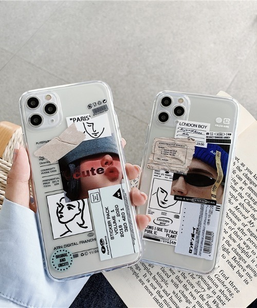 MANGROVE(マングローブ)の「コラージュアートステッカーデザインクリアiPhoneケース(スマホケース/カバー・レディース・レッド/ブルー・A/C/E/D/B)」の10枚目の写真