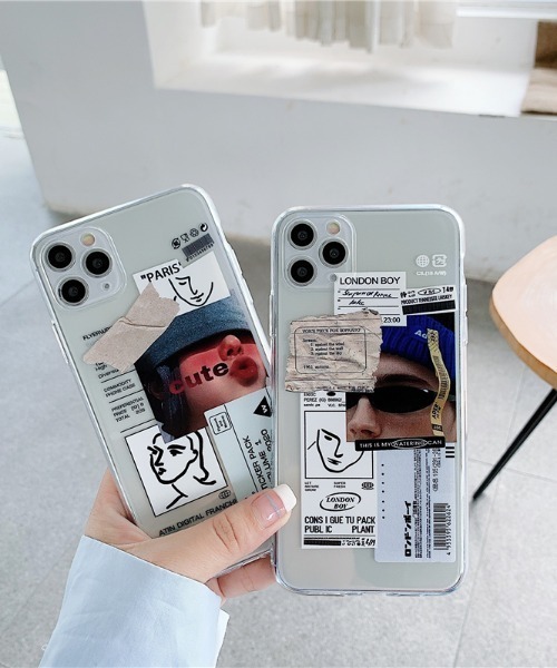 MANGROVE(マングローブ)の「コラージュアートステッカーデザインクリアiPhoneケース(スマホケース/カバー・レディース・レッド/ブルー・A/C/E/D/B)」の3枚目の写真