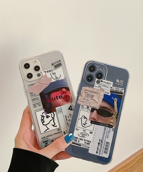 MANGROVE(マングローブ)の「コラージュアートステッカーデザインクリアiPhoneケース(スマホケース/カバー・レディース・レッド/ブルー・A/C/E/D/B)」の14枚目の写真
