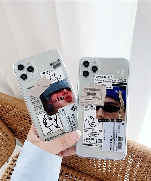 MANGROVE(マングローブ)の「コラージュアートステッカーデザインクリアiPhoneケース(スマホケース/カバー・レディース・レッド/ブルー・A/C/E/D/B)」の8枚目の写真