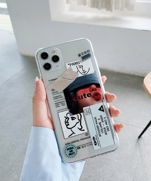 MANGROVE(マングローブ)の「コラージュアートステッカーデザインクリアiPhoneケース(スマホケース/カバー・レディース・レッド/ブルー・A/C/E/D/B)」の15枚目の写真