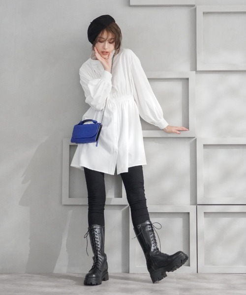 VIVIAN(ヴィヴィアン)の「厚底レースアップミドルブーツ(ブーツ・レディース・ホワイト/ホワイト×レッド/ダークブラウン/ブラック・L/LL/S/M)」の7枚目の写真