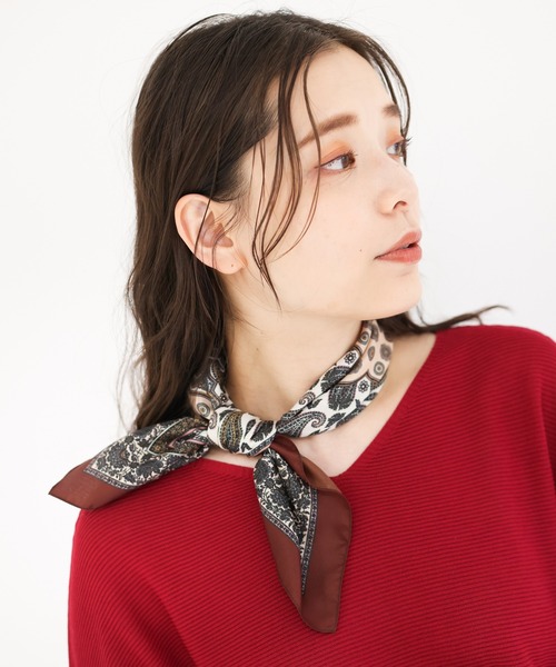 MK MICHEL KLEIN（エムケーミッシェルクラン）の「ペイズリー柄スカーフ（バンダナ/スカーフ・レディース・ブルー/レッド・38）」の7枚目の写真