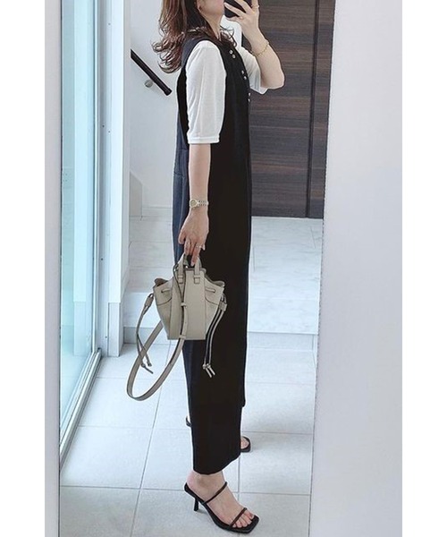 Bonjour Sagan（ボンジュールサガン）の「ダブルボタンロンパース（サロペット/オーバーオール・レディース・ブラック/ブラウン系その他/カーキ・FREE）」の13枚目の写真