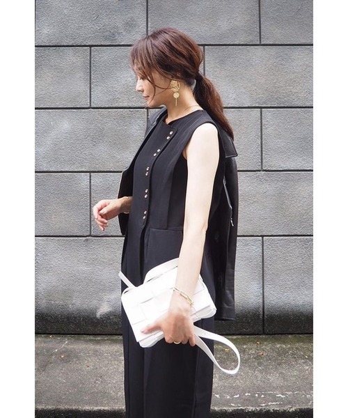 Bonjour Sagan（ボンジュールサガン）の「ダブルボタンロンパース（サロペット/オーバーオール・レディース・ブラック/ブラウン系その他/カーキ・FREE）」の14枚目の写真