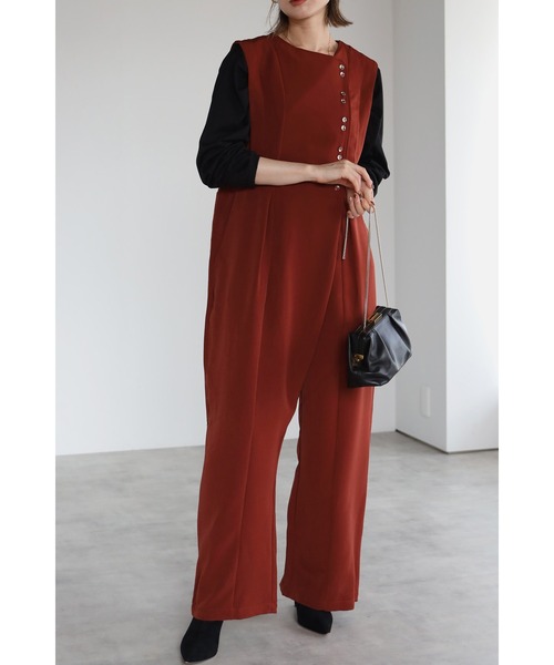 Bonjour Sagan（ボンジュールサガン）の「ダブルボタンロンパース（サロペット/オーバーオール・レディース・ブラック/ブラウン系その他/カーキ・FREE）」の21枚目の写真