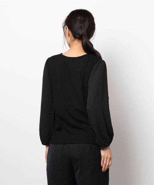 m.f.editorial（エムエフエディトリアル）の「エムエフエディトリアルレディース/m.f.editorial：Women テレコレース ドッキング長袖プルオーバーTシャツ（Tシャツ/カットソー・レディース・ホワイト/ブラック/ボルドー・LARGE/MEDIUM）」の5枚目の写真