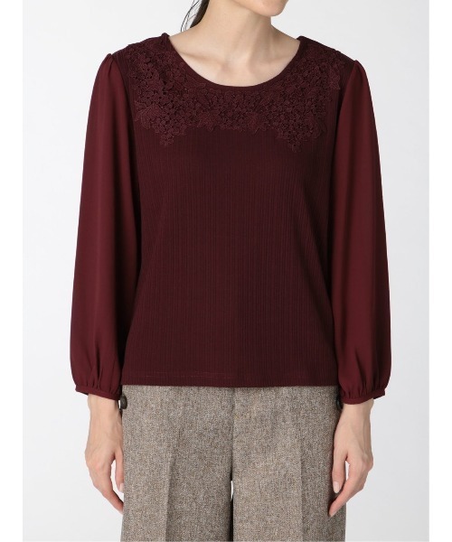 m.f.editorial（エムエフエディトリアル）の「エムエフエディトリアルレディース/m.f.editorial：Women テレコレース ドッキング長袖プルオーバーTシャツ（Tシャツ/カットソー・レディース・ホワイト/ブラック/ボルドー・LARGE/MEDIUM）」の22枚目の写真