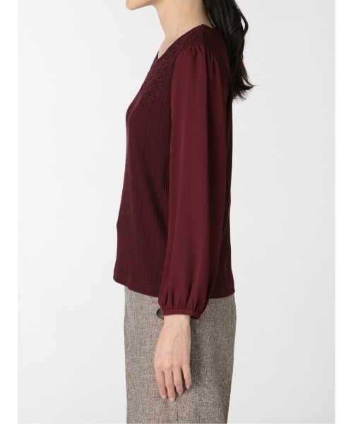 m.f.editorial（エムエフエディトリアル）の「エムエフエディトリアルレディース/m.f.editorial：Women テレコレース ドッキング長袖プルオーバーTシャツ（Tシャツ/カットソー・レディース・ホワイト/ブラック/ボルドー・LARGE/MEDIUM）」の20枚目の写真