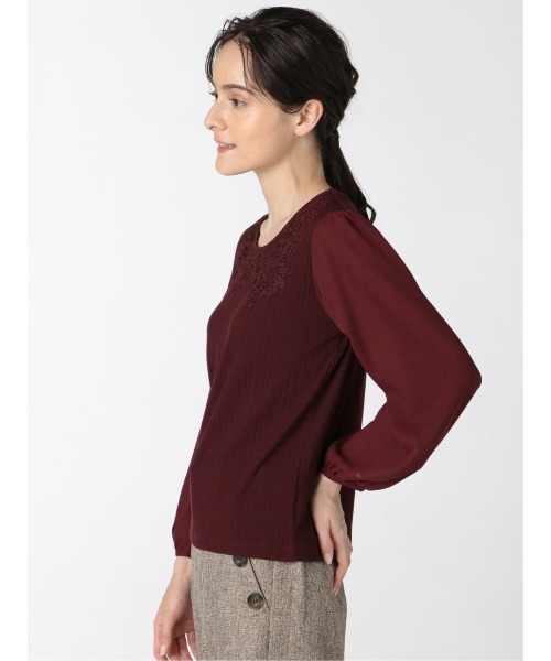 m.f.editorial（エムエフエディトリアル）の「エムエフエディトリアルレディース/m.f.editorial：Women テレコレース ドッキング長袖プルオーバーTシャツ（Tシャツ/カットソー・レディース・ホワイト/ブラック/ボルドー・LARGE/MEDIUM）」の18枚目の写真