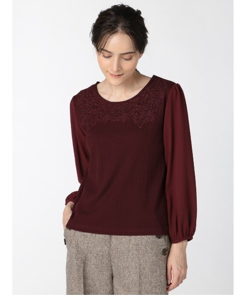 m.f.editorial（エムエフエディトリアル）の「エムエフエディトリアルレディース/m.f.editorial：Women テレコレース ドッキング長袖プルオーバーTシャツ（Tシャツ/カットソー・レディース・ホワイト/ブラック/ボルドー・LARGE/MEDIUM）」の16枚目の写真