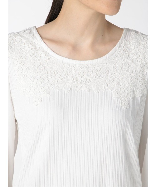 m.f.editorial（エムエフエディトリアル）の「エムエフエディトリアルレディース/m.f.editorial：Women テレコレース ドッキング長袖プルオーバーTシャツ（Tシャツ/カットソー・レディース・ホワイト/ブラック/ボルドー・LARGE/MEDIUM）」の12枚目の写真