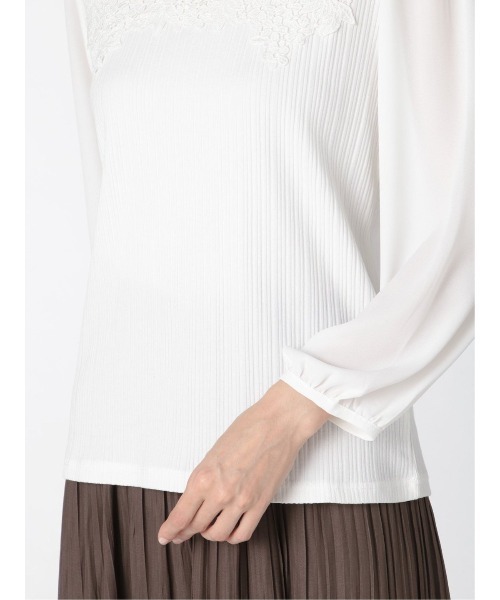 m.f.editorial（エムエフエディトリアル）の「エムエフエディトリアルレディース/m.f.editorial：Women テレコレース ドッキング長袖プルオーバーTシャツ（Tシャツ/カットソー・レディース・ホワイト/ブラック/ボルドー・LARGE/MEDIUM）」の13枚目の写真