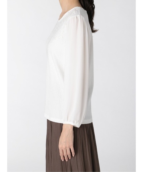 m.f.editorial（エムエフエディトリアル）の「エムエフエディトリアルレディース/m.f.editorial：Women テレコレース ドッキング長袖プルオーバーTシャツ（Tシャツ/カットソー・レディース・ホワイト/ブラック/ボルドー・LARGE/MEDIUM）」の9枚目の写真