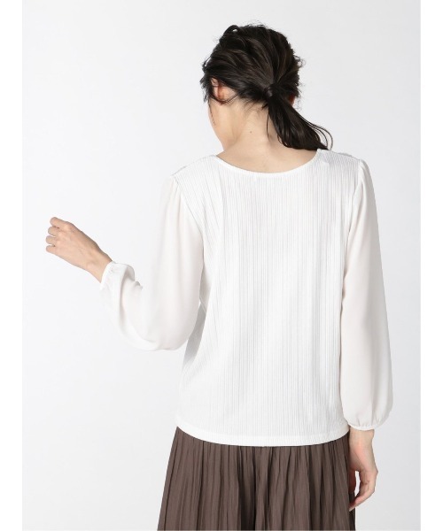 m.f.editorial（エムエフエディトリアル）の「エムエフエディトリアルレディース/m.f.editorial：Women テレコレース ドッキング長袖プルオーバーTシャツ（Tシャツ/カットソー・レディース・ホワイト/ブラック/ボルドー・LARGE/MEDIUM）」の7枚目の写真