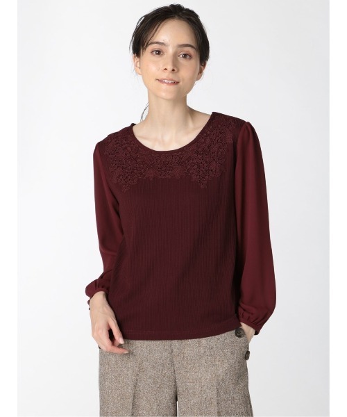 m.f.editorial（エムエフエディトリアル）の「エムエフエディトリアルレディース/m.f.editorial：Women テレコレース ドッキング長袖プルオーバーTシャツ（Tシャツ/カットソー・レディース・ホワイト/ブラック/ボルドー・LARGE/MEDIUM）」の15枚目の写真