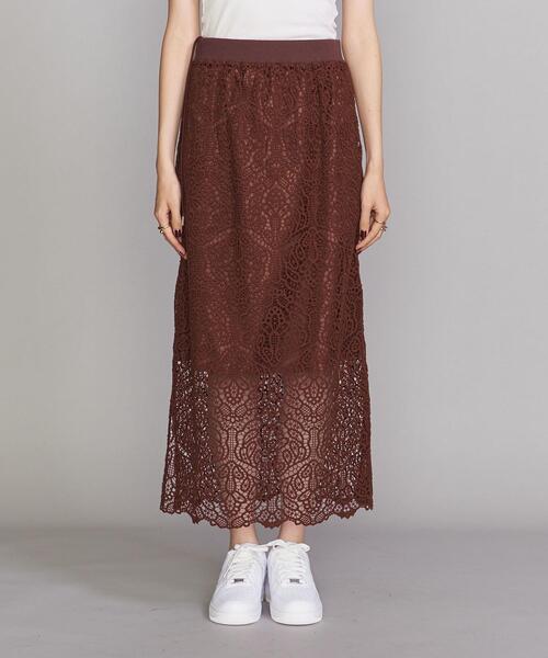 BEAUTY&YOUTH UNITED ARROWS（ビューティーアンドユースユナイテッドアローズ）の「BY クロシェレース サイドスリットスカート（スカート・レディース・ブラック/ダークブラウン・FREE）」の3枚目の写真