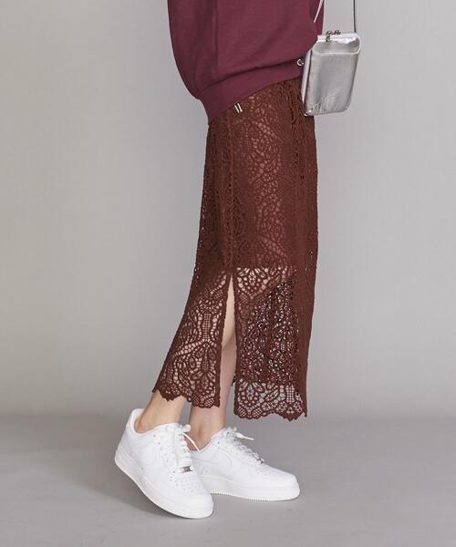 BEAUTY&YOUTH UNITED ARROWS（ビューティーアンドユースユナイテッドアローズ）の「BY クロシェレース サイドスリットスカート（スカート・レディース・ブラック/ダークブラウン・FREE）」の6枚目の写真