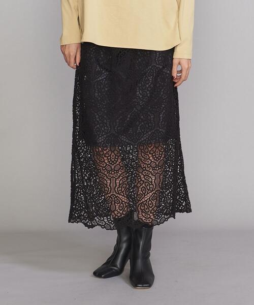 BEAUTY&YOUTH UNITED ARROWS（ビューティーアンドユースユナイテッドアローズ）の「BY クロシェレース サイドスリットスカート（スカート・レディース・ブラック/ダークブラウン・FREE）」の8枚目の写真